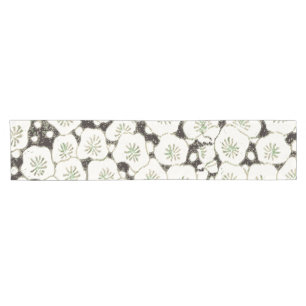 Vintage 1902 Japanese Floral: Black White Blossom  Short Table Runner