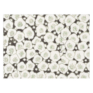 Vintage 1902 Japanese Floral: Black White Blossom Tablecloth