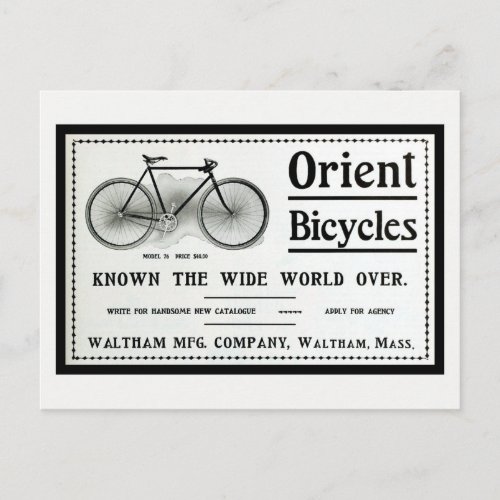 Vintage 1902 Orient bicyles ad Postcard