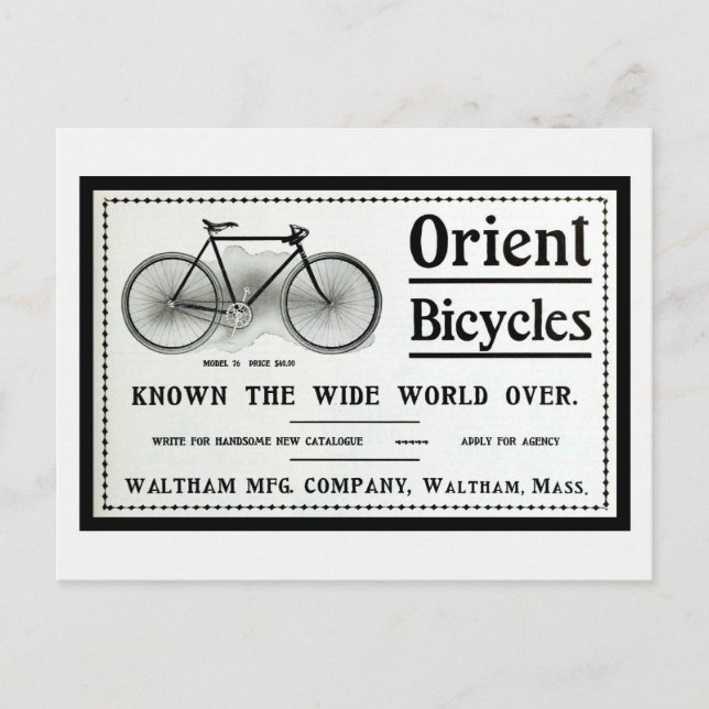 Vintage 1902 Orient bicyles ad Postcard (Front)