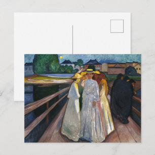 Vintage 1903 Munch Girls on Bridge Poster Print Postcard