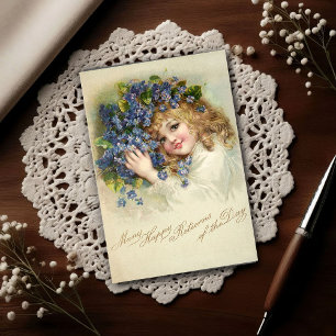 Vintage 1904 Girl Violets Birthday  Postcard