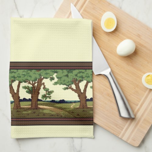 Vintage 1905 Arts And Crafts Style Oak Landscape Kitchen Towel