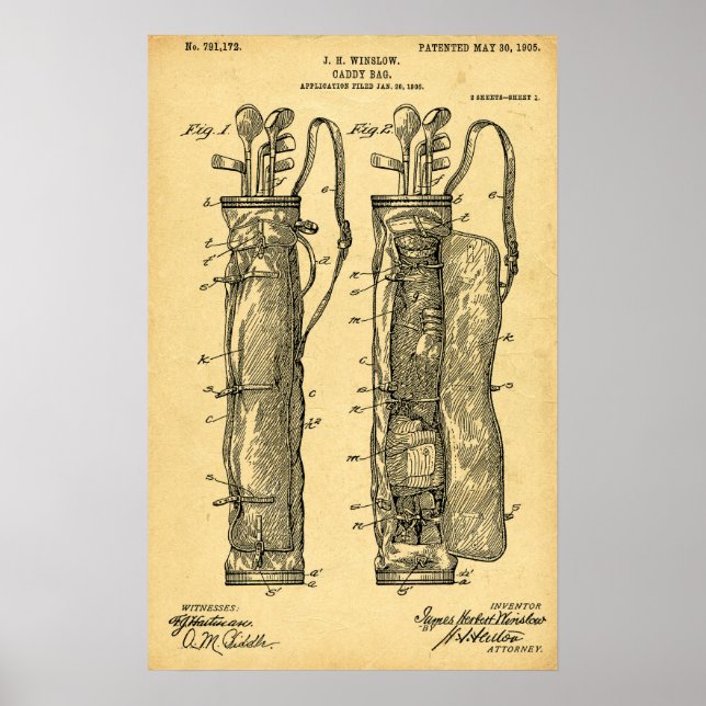 Vintage 1905 Caddie Bag Print (Front)