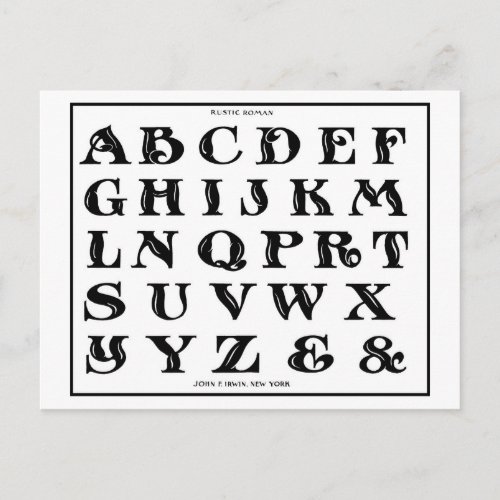 vintage 1906 Alphabet Rustic Roman font Postcard