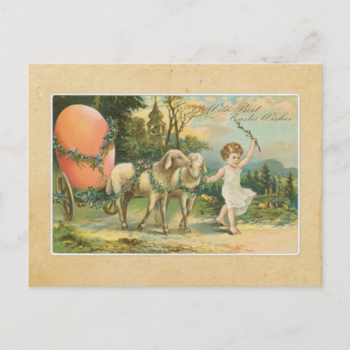Vintage 1906 Little Girl with Lamb Easter Postcard