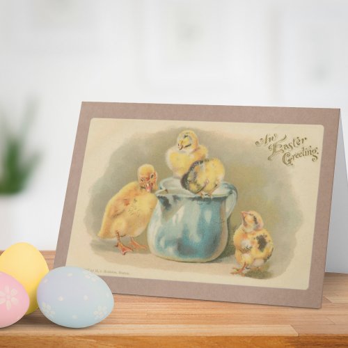 Vintage 1907 Baby Chicks with Milk Pail Easter Holiday Card