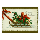Vintage 1907 Christmas Sled with Holly (Front Horizontal)