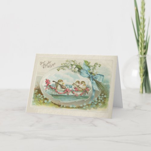 Vintage 1909 Baby Chicks in Rowboat Easter Holiday Card