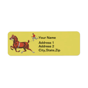 Vintage 1909 Chestnut Horse Running Red Jacket Art Label