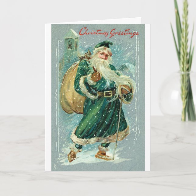 Vintage 1909 Santa Christmas Holiday Card (Front)