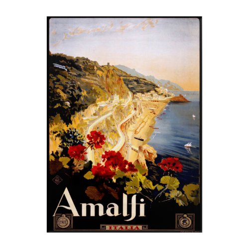 Vintage1910_20Amalfi Coast Italy Travel Poster Acrylic Print