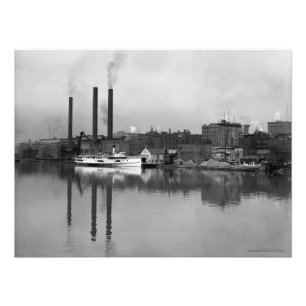 VINTAGE 1910 PHOTO of Toledo, OH Waterfront Print