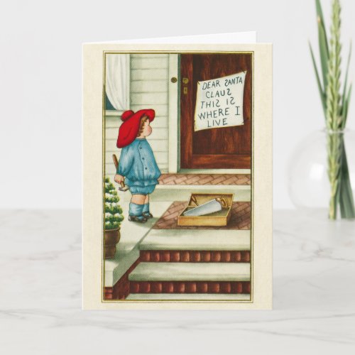 Vintage 1910s Child with Letter to Santa Claus Card