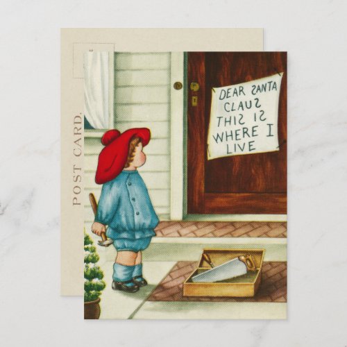 Vintage 1910s Child with Letter to Santa Claus Holiday Postcard