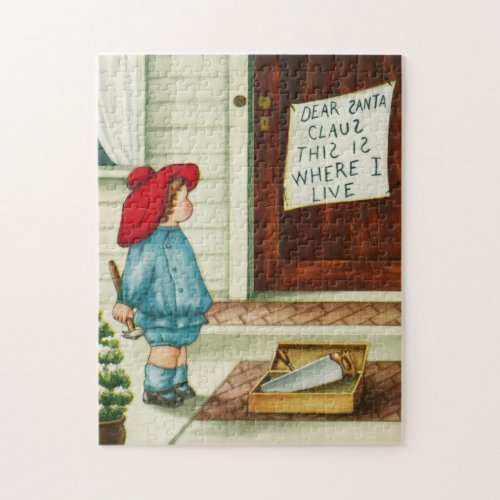 Vintage 1910s Child with Letter to Santa Claus Jigsaw Puzzle