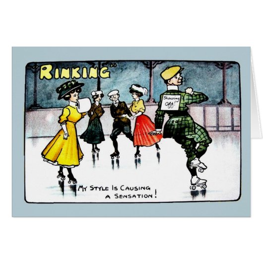 Vintage 1910s funny ice skating cartoon (Front Horizontal)