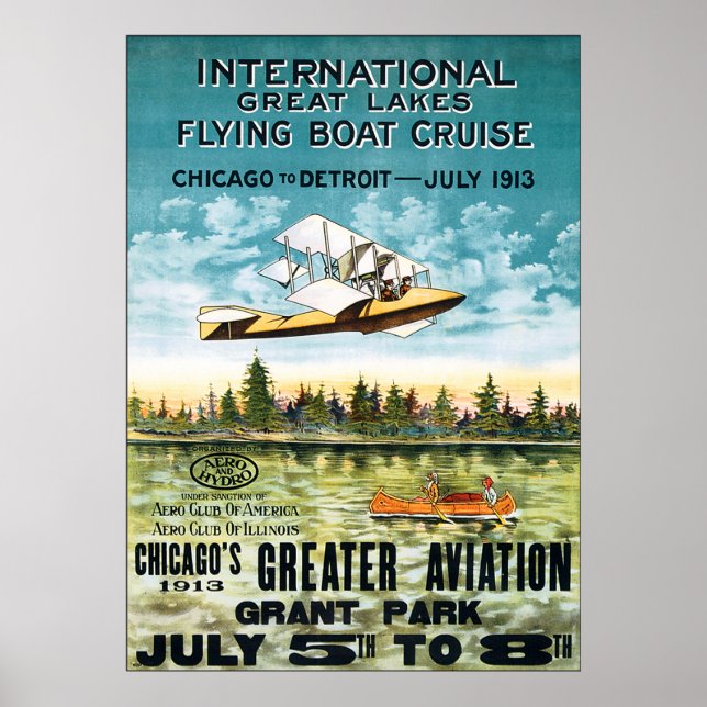 Vintage 1913 Flying Boat Cruise Poster (Front)