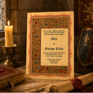 Vintage 1913 Medieval Illuminated Style Wedding Invitation