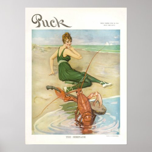 Vintage 1914 Puck Magazine Cover Poster Beach Poster