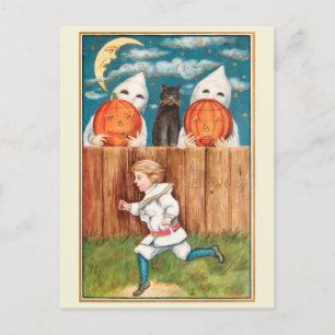Vintage 1915 Boy at Fence Halloween Postcard