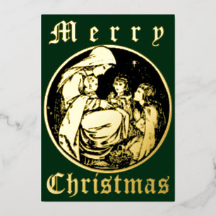 Vintage 1915 Christmas Nativity Foil Holiday Card