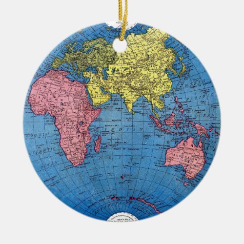 Vintage 1915 Map of the World Atlas Globe Ceramic Ornament