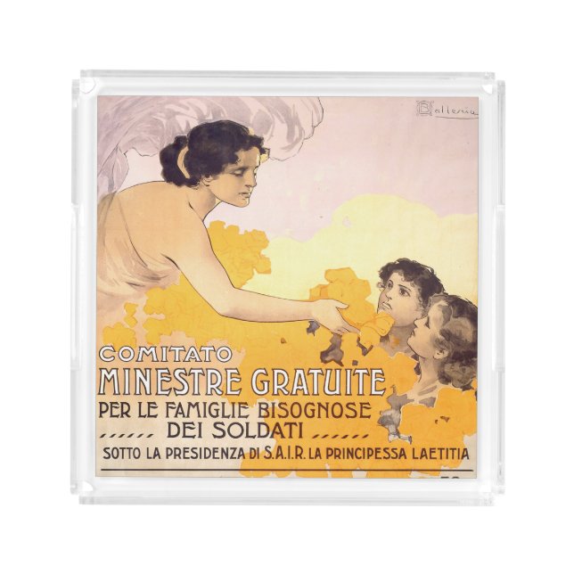 Vintage 1917 Italian Poster Acrylic Tray (Front)