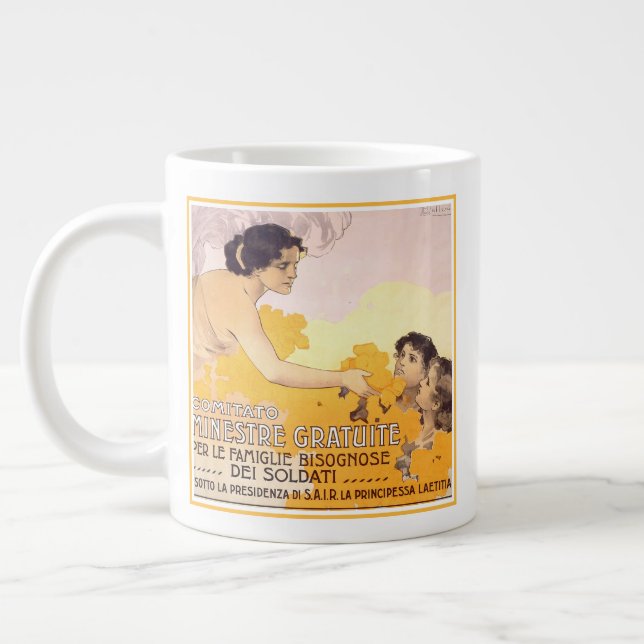 Vintage 1917 Italian Poster Giant Coffee Mug (Left)
