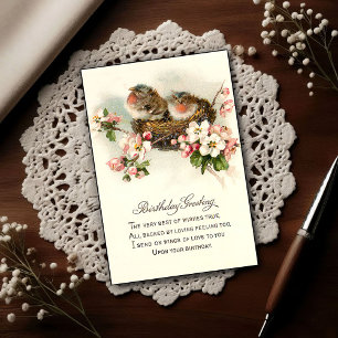 Vintage 1917 Nesting Birds Birthday Postcard