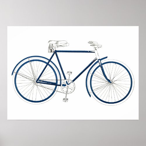 Vintage 1918 Blue Bicycle Illustration Poster