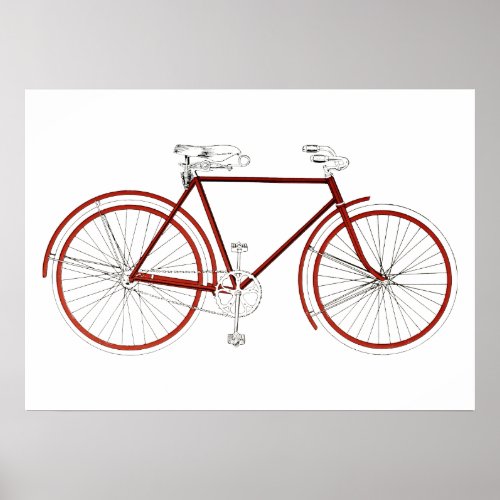 Vintage 1918 Red Bicycle Illustration Poster