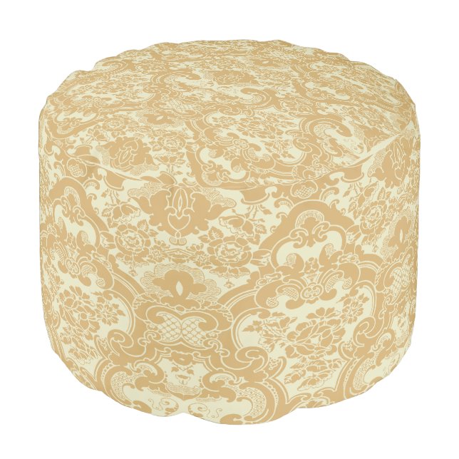 Vintage 1920 Floral Foliage Pattern Pouf (Angled Front)