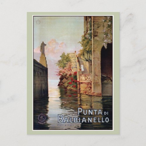 Vintage 1920 Lake Como Lenno Italian travel advert Postcard