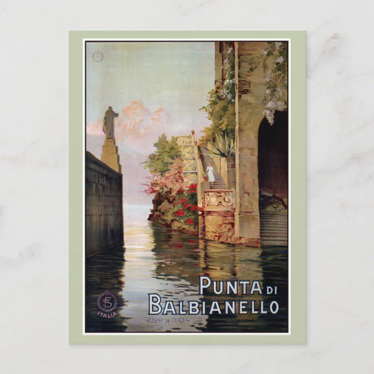 Vintage 1920 Lake Como Lenno Italian travel advert Postcard | Zazzle