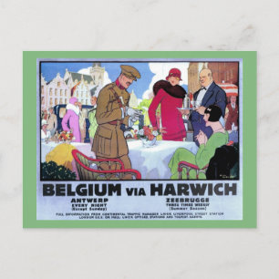 Vintage 1920s art deco Belgium travel ad Postcard