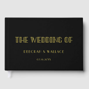 Vintage 1920s art deco Black & Gold Foil wedding Guest Book