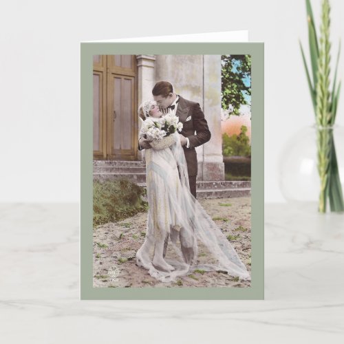 Vintage 1920s Art Deco Bride and Groom Photo Card