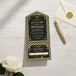 Vintage 1920's Art Deco Gatsby Wedding Collection All In One Invitation