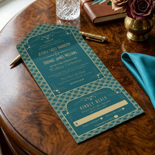 Vintage 1920's Art Deco Gatsby Wedding Collection All In One Invitation