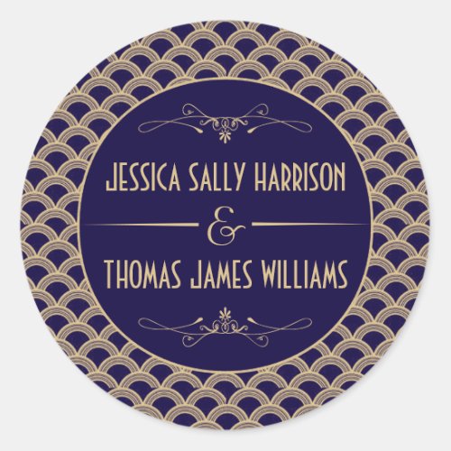 Vintage 1920s Art Deco Gatsby Wedding Collection Classic Round Sticker