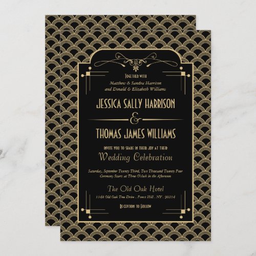 Vintage 1920s Art Deco Gatsby Wedding Collection Invitation