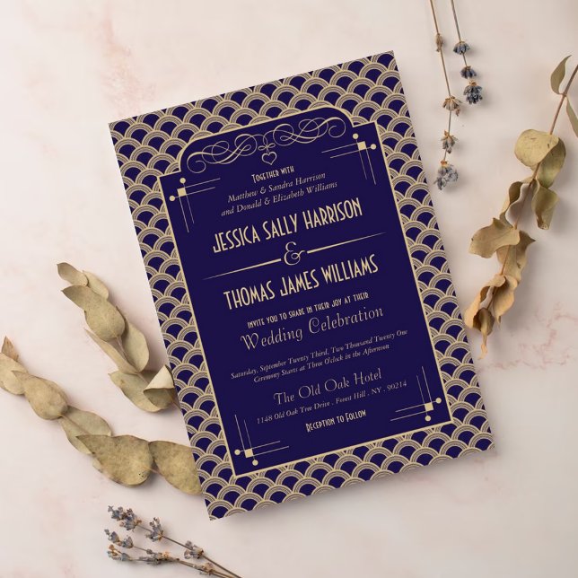 Vintage 1920's Art Deco Gatsby Wedding Collection Invitation (Creator Uploaded)