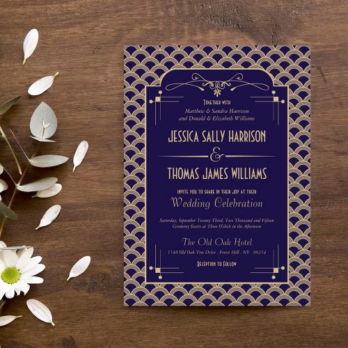 Vintage 1920s Art Deco Gatsby Wedding Collection Invitation