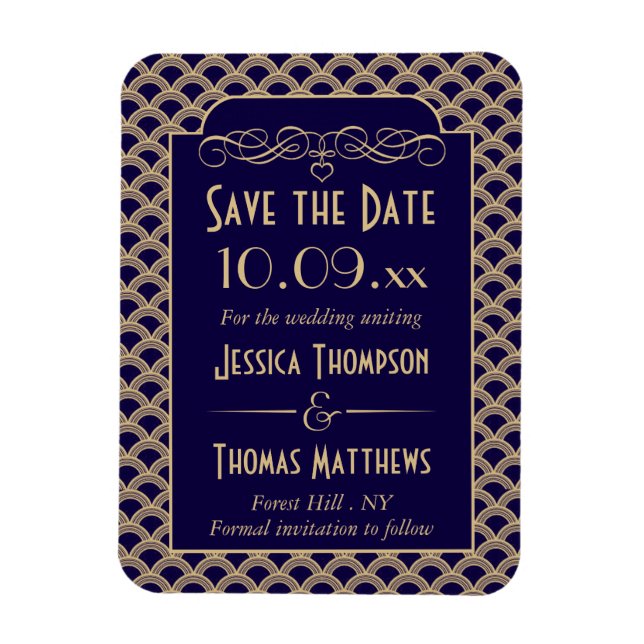 Vintage 1920's Art Deco Gatsby Wedding Collection Magnet (Vertical)