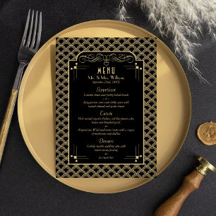 Vintage 1920's Art Deco Gatsby Wedding Collection Menu