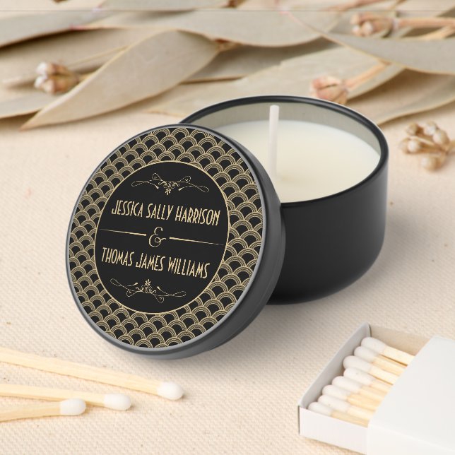 Vintage 1920's Art Deco Gatsby Wedding Collection Mini Candle Favors (Insitu)
