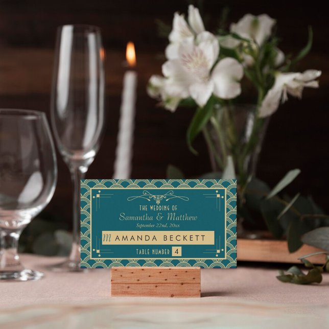 Vintage 1920's Art Deco Gatsby Wedding Collection Place Card (Creator Uploaded)