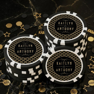 Vintage 1920's Art Deco Gatsby Wedding Collection Poker Chips