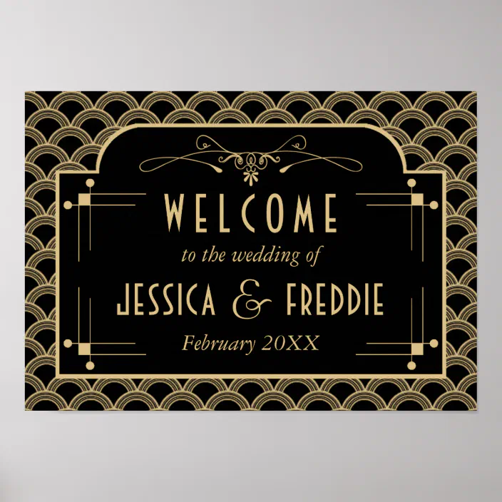 Vintage Art Deco Wedding Welcome Sign